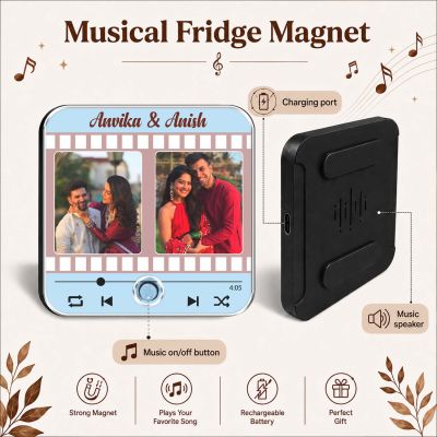 Personalized Music Fridge Magnet with Auto Play Button Custom Photo & Favorite Song Display | Romantic Gift for Couples, Weddings, Engagements & Anniversaries